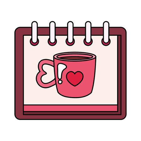 cup coffee delicious in calendar isolated icon vector illustration designのイラスト素材