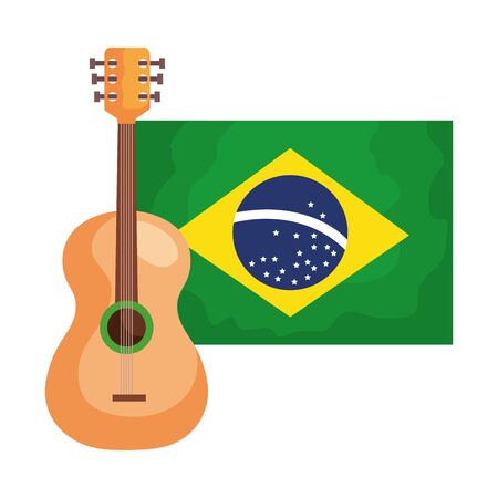 guitar with flag brazil isolated icon vector illustration designのイラスト素材
