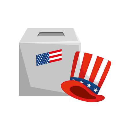 Usa vote box and hat design, United states america independence presidents day nation us country and national theme Vector illustrationのイラスト素材
