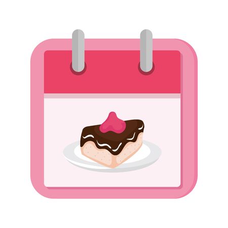 calendar with cake slice isolated icon vector illustration designのイラスト素材