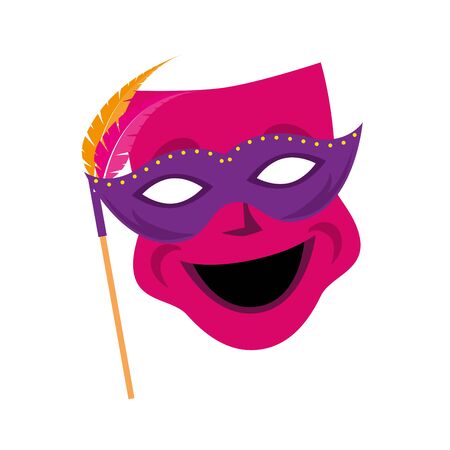 Mardi gras mask with feathers design, Party carnival decoration celebration festival holiday fun new orleans and traditional theme Vector illustrationのイラスト素材