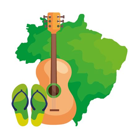 drum and flip flops with map of brazil vector illustration designのイラスト素材
