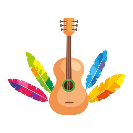 guitar with exotic feathers isolated icon vector illustration designのイラスト素材