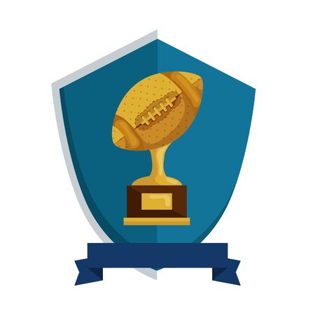 ball american football trophy in shield isolated icon vector illustration designのイラスト素材