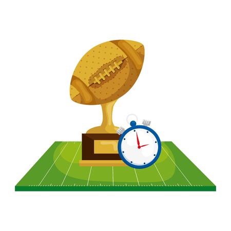 trophy with chronometer in field american football vector illustration designのイラスト素材