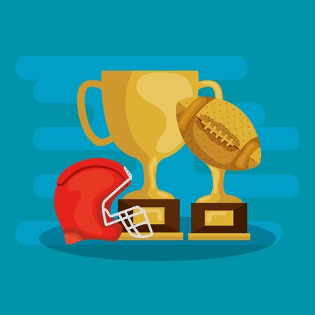 trophies and american football helmet isolated icon vector illustration designのイラスト素材
