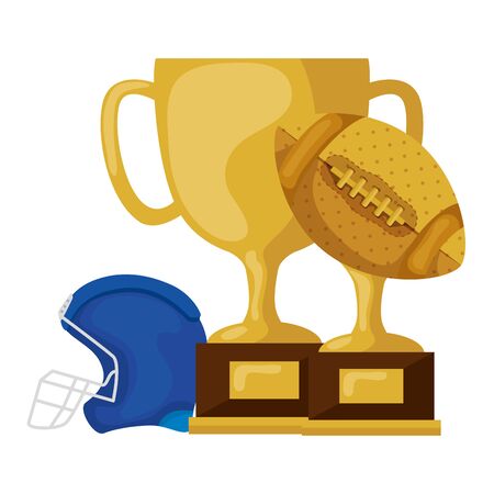 trophies and american football helmet isolated icon vector illustration designのイラスト素材