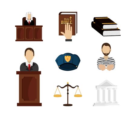Set of legal law and justice icons vector illustration designのイラスト素材