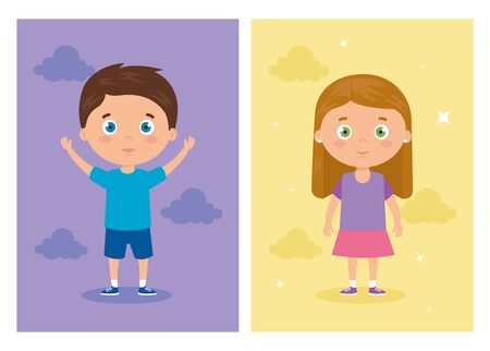 cute little children avatar character vector illustration designのイラスト素材