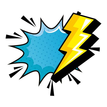 thunderbolt with explosion pop art style icon vector illustration designのイラスト素材