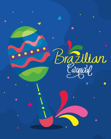 poster of brazilian carnival with maraca and decoration vector illustration designのイラスト素材