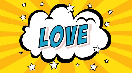cloud with love lettering pop art style icon vector illustration designのイラスト素材
