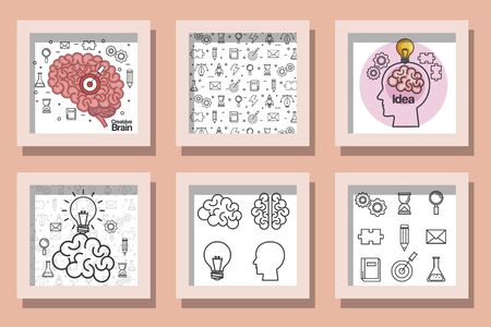 bundle designs of brainstorming and icons vector illustration designのイラスト素材