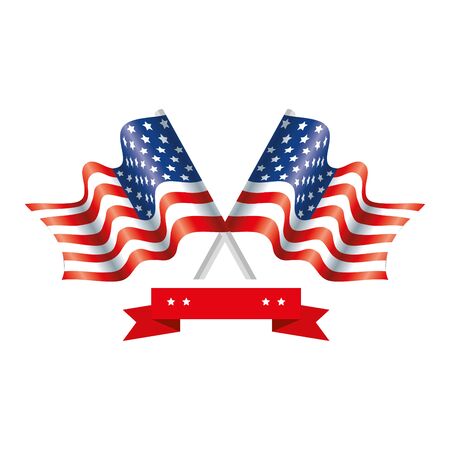 Usa flag and ribbon design, United states america independence labor day nation us country and national theme Vector illustrationのイラスト素材
