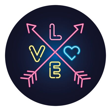 love lettering with arrows isolated icon vector illustration designのイラスト素材