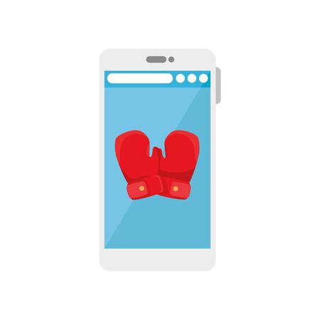 Boxing gloves inside computer design, Healthy lifestyle gym fitness bodybuilding bodycare activity exercise and diet theme Vector illustrationのイラスト素材