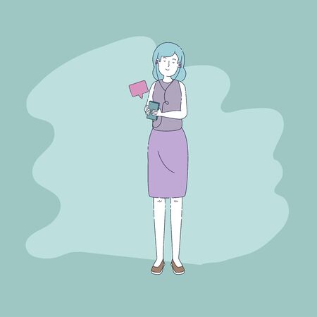 young woman with earphones and music player vector illustration designのイラスト素材