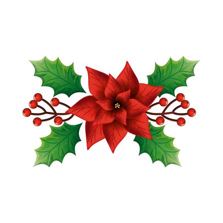 flower christmas decorative with leafs vector illustration designのイラスト素材