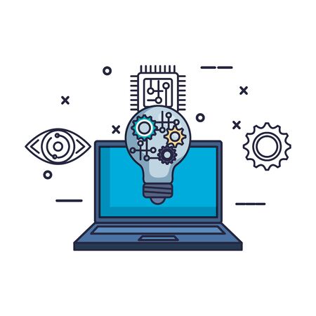 bulb light with gears settings vector illustration designのイラスト素材