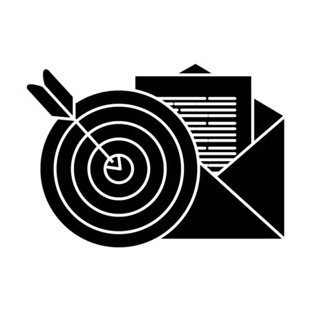 Target and envelope design, Solution success strategy idea problem innovation and creativity theme Vector illustrationのイラスト素材