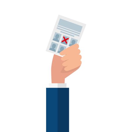 Hand holding vote paper design, President election government campaign voting politician independence political and united theme Vector illustrationのイラスト素材