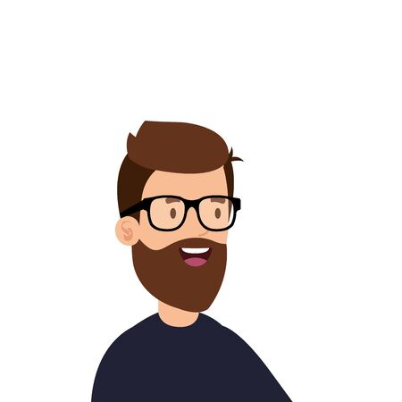 young man with beard and eyeglasses avatar character vector illustration designのイラスト素材