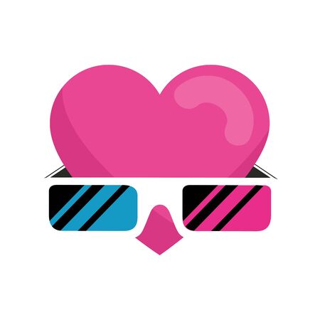 glasses of nineties with heart isolated icon vector illustration designのイラスト素材