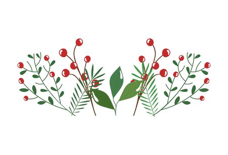 branches with leafs and seeds isolated icon vector illustration designのイラスト素材