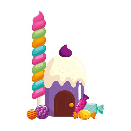 cupcake house delicious with candies isolated icon vector illustration designのイラスト素材