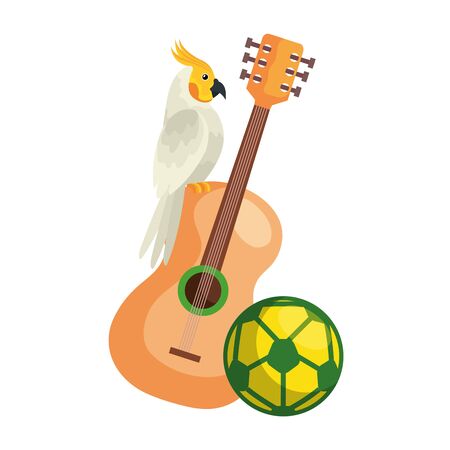guitar with parrot and ball soccer vector illustration designのイラスト素材