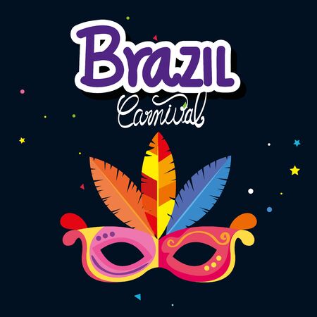 poster of carnival brazil with mask carnival vector illustration designのイラスト素材
