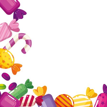 frame of delicious candies decoration vector illustration designのイラスト素材
