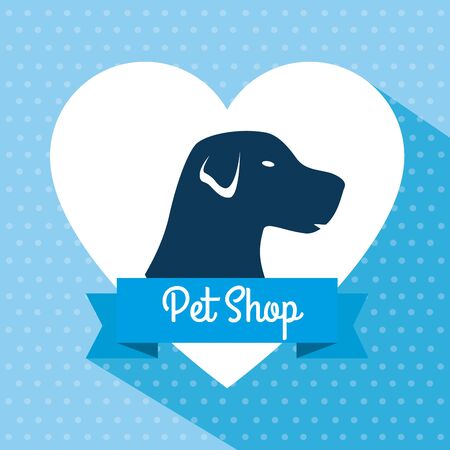 pet shop with dog silhouette in heart vector illustration designのイラスト素材