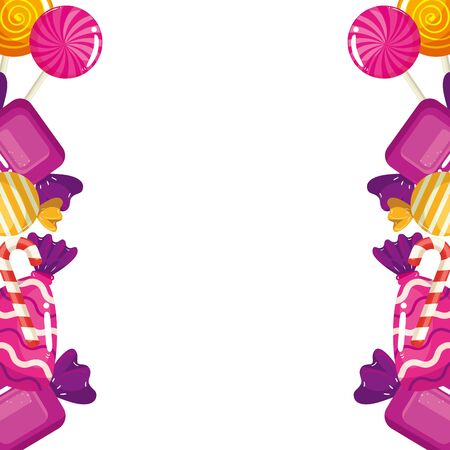frame of delicious candies decoration vector illustration designのイラスト素材