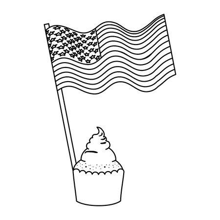 united states of america flag with cupcake vector illustration designのイラスト素材