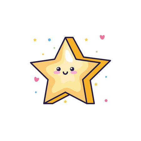 cute stars magic with hearts decoration kawaii style vector illustration designのイラスト素材