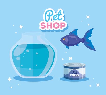 pet shop with fishbowl and icons vector illustration designのイラスト素材