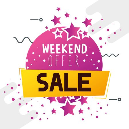 commercial label with weekend offer sale lettering vector illustration designのイラスト素材