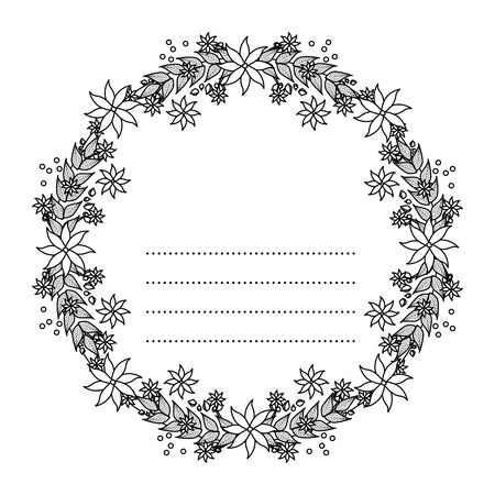 circular postcard with flowers and leafs decoration vector illustration designのイラスト素材