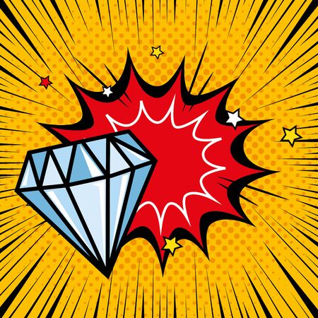 diamond with explosion pop art style icon vector illustration designのイラスト素材