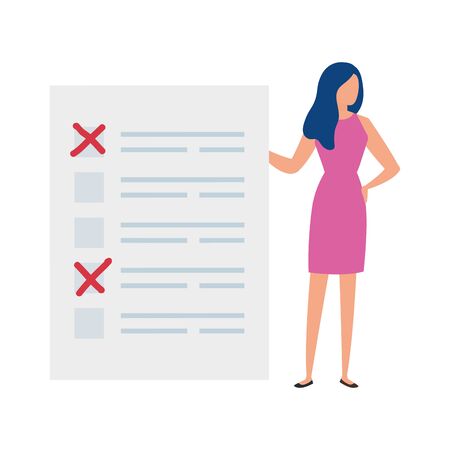 business woman with vote form isolated icon vector illustration designのイラスト素材