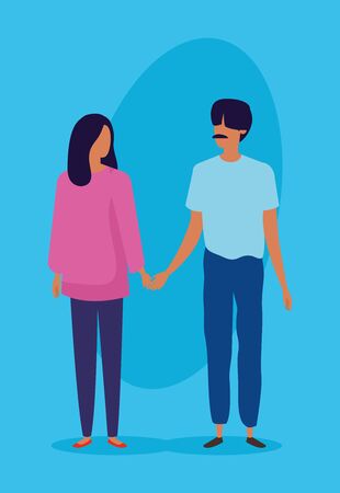young couple avatar character icons vector illustration designのイラスト素材