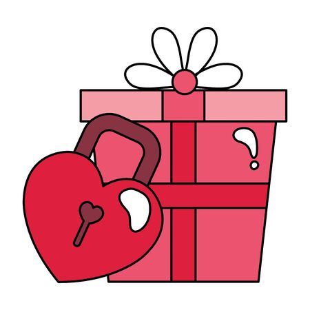 gift box with padlock in shape heart isolated icon vector illustration designのイラスト素材