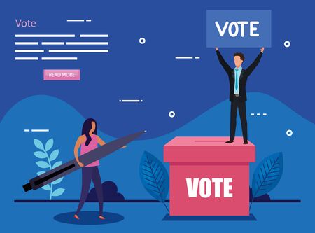 poster of vote with business couple vector illustration designのイラスト素材