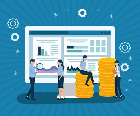 Workflow design, Infographic data information business analytics and visual presentation theme Vector illustrationのイラスト素材