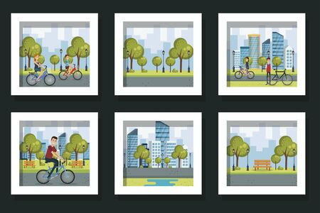 bundle of healthy lifestyle and young people vector illustration designのイラスト素材