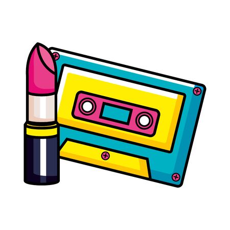 cassette music with lipstick pop art style icon vector illustration designのイラスト素材
