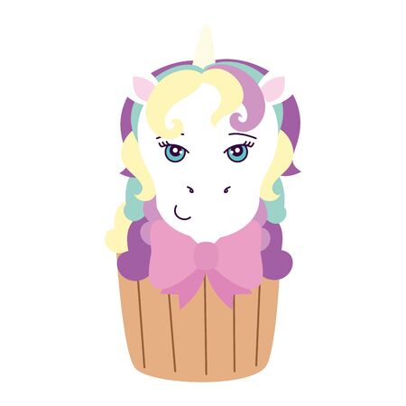 cupcake of head of cute unicorn vector illustration designのイラスト素材