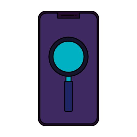 smartphone with magnifying glass isolated icon vector illustration designのイラスト素材