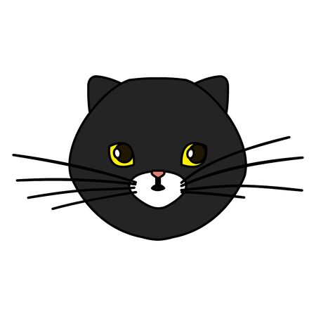 face of cat black isolated icon vector illustration designのイラスト素材